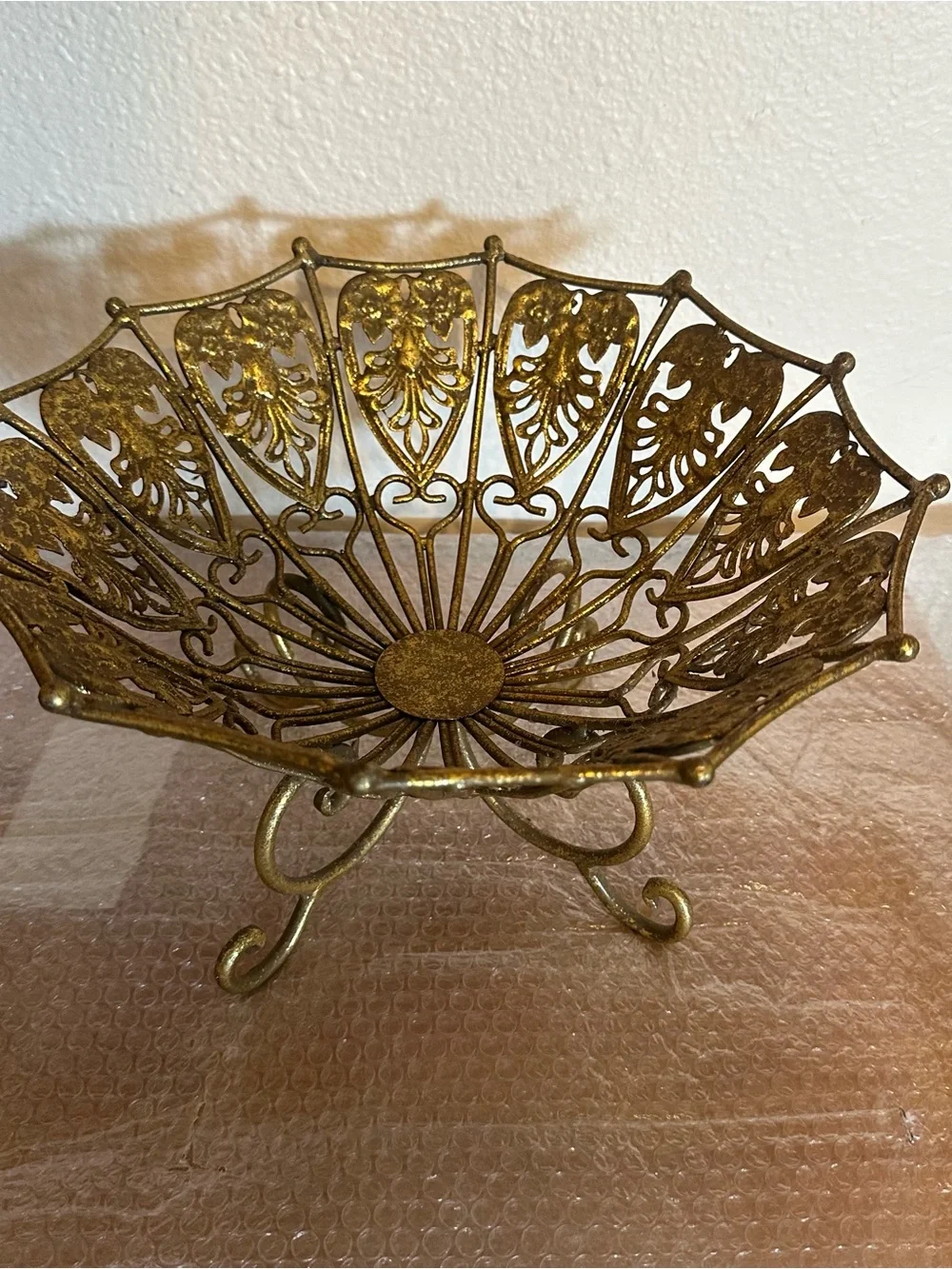 Gold Filigree Decorative Bowl Vintage - Elegant Home Accent